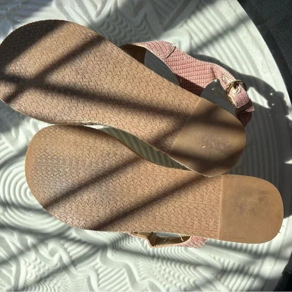 Michael Kors Laney Thong Espadrille Pink Brown Wedge Sandals 8 - Picture 4 of 5